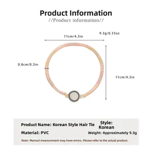 Detailed view of pink and yellow spiral hair tie with 11cm diameter and PVC material