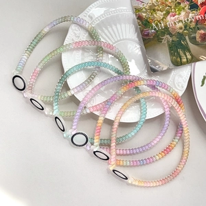 Korean Gradient Silicone Telephone Cord Hair Ties Spiral Macaron Color Elastic Hair Band Ponytail Holder For Women Girls