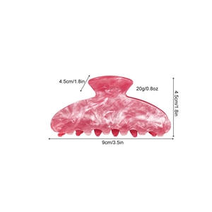 Pink marble acrylic oval hair claw clip for women, size 3.5 inches with dimensions and weight