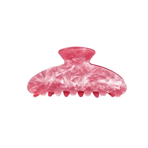 Pink marble acrylic oval hair claw clip with elegant large shark clip design for women