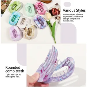 Large marble gradient hair claw clips set with smooth teeth for secure hold