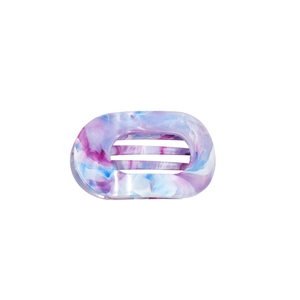 Elegant marble gradient oval hollow hair claw clip with purple and blue acetate patterns