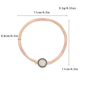 Pink and yellow spiral hair tie wristband with dimensions 11cm and 9.3g weight