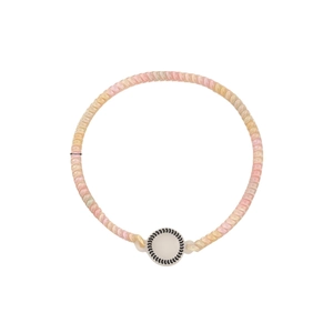 Pastel gradient spiral telephone wire hair tie with a white round pendant detail