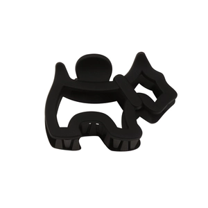 Pinza per capelli minimalista nero opaco a forma di cane stile Scottish Terrier