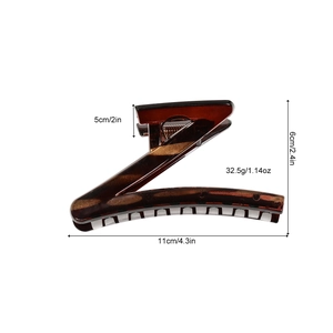 Grande pince à cheveux zigzag de 11cm en résine écaille avec dimensions précises