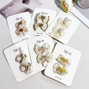 Barrettes à Cheveux Nœud et Fleur pour Filles Fait Main Dentelle Maille Épingles Doux Strass Künstliche Perle Accessoires de Cheveux