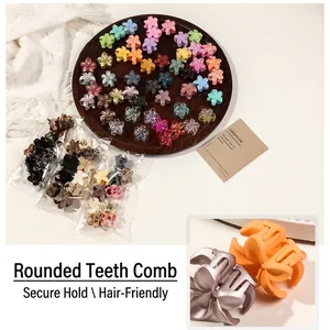 Mini 2.5cm plumeria flower hair claws in colorful macaron shades for hair styling