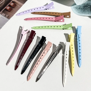Minimalista Clip per Capelli in Metallo a Becco d'Anatra Professionali Perforate Senza Segni Forcina per Capelli per Donna Styling