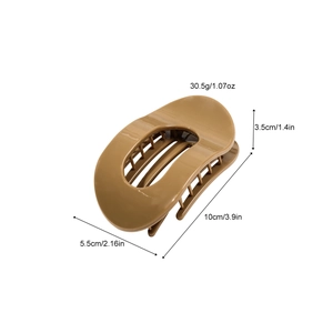 Extra large khaki flat oval hair claw clip with strong grip and creative hollow design