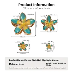 Size specifications for metal plumeria hair claws in four sizes from 2cm up to 7.5cm