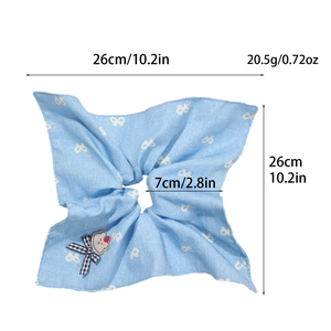 Chouchou à carreaux bleus avec dentelle blanche et décoration nœud ours mignon bijou