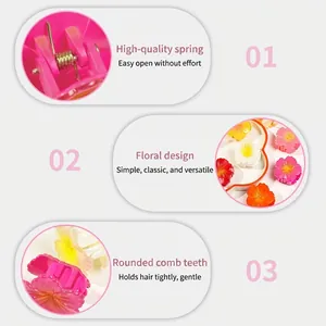 Floral hair claw clips with gradient colors and durable metal spring for summer vacations
