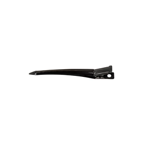 Glossy black metal hair clips for hair styling and root volume on white background