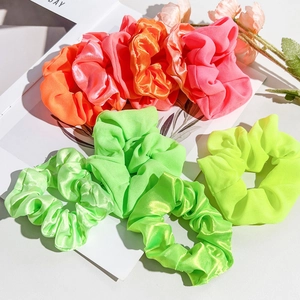Chouchous Néon Larges pour Femmes en Satin Chiffon Élastiques à Cheveux Haute Extensibilité Accessoires de Coiffure