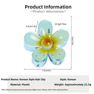 Spécifications détaillées de la pince à cheveux fleur de frangipanier bleue 7,5 cm