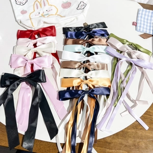 Barrette à Cheveux Nœud Papillon en Satin Couleur Unie Avec Longs Rubans Épingle à Cheveux Douce pour Femmes Accessoires Cheveux