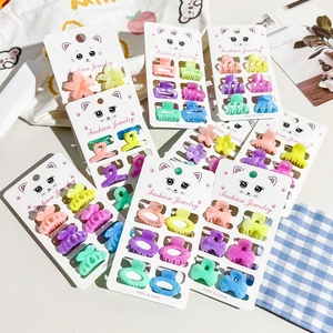 Girl Cute Marble Pattern Mini Hair Claw Clips Set Colorful Plastic Hair Accessories For Women Kids Small Geometric Hairpins