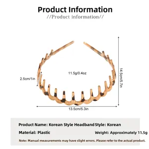 Detailed dimensions of brown tortoiseshell wavy hairband with anti-slip teeth design