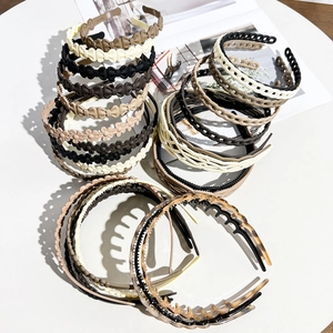 Matte Wave Headband For Women Morandi Frosted Anti-slip Hair Band With Teeth Korean Style Chain Bowknot Flower Head Hoop