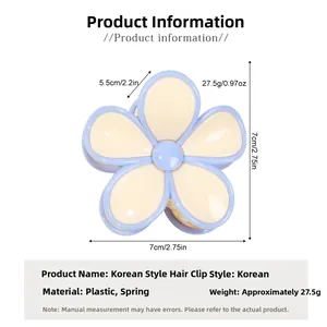 Detail view of flower hair claw clip with 7cm size dimensions and weight specifications
