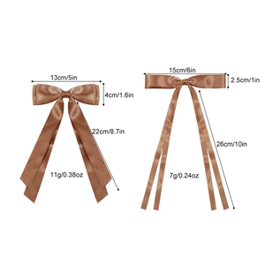 Barrettes à cheveux élégantes avec nœuds en satin marron brillant pour coiffures femme