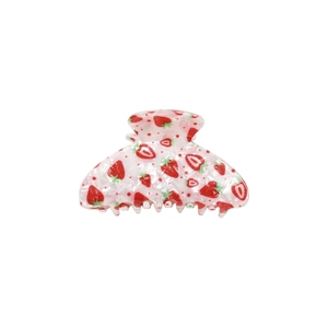 Pince à cheveux mignonne en PVC avec motif fraise pour filles en blanc crème translucide