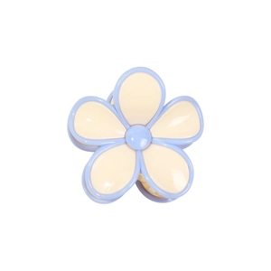 Minimalist purple and beige plumeria flower claw clip for elegant hair styling
