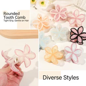 Mollette per capelli a fiore in colori pastello con denti arrotondati e molla elastica