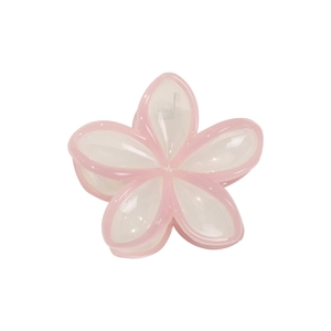 Molla per capelli a forma di fiore in resina lucida rosa e bianca con molla in metallo