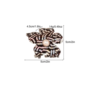 Elegant mosaic flower pearl hair claw clip with acetate finish for women's hairstyles
