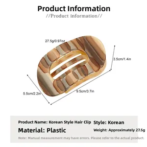 Detailed size specifications of the flat oval tortoiseshell hair claw clip for women