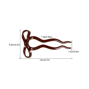 Elegant dark coffee bow hair stick with U-shaped design for bun hairstyles and updos
