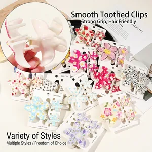 UV printed floral hair claw clip set with diverse patterns for seaside vacation styling