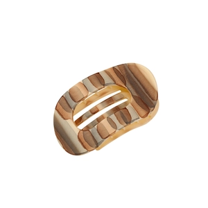 Flat oval matte hair claw clip with vintage brown marble tortoiseshell pattern