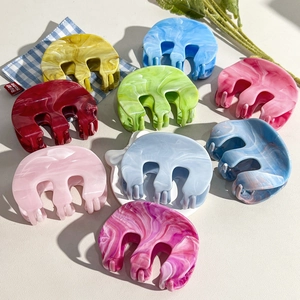 Pince à Cheveux Motif Marbre Grande Plastique Élégante Shark Clip Accessoire Cheveux Géométrique pour Femmes