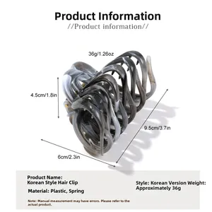 Macro view of marble pattern hair claw clip with golden spring and 9.5cm length dimensions