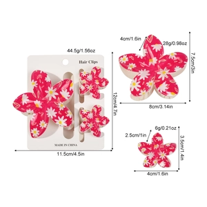 Pink daisy floral hair clip set for women beach vacation including large and small sizes