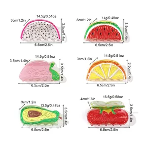 Tableau des tailles pour pinces à cheveux en acrylique aux motifs de fruits variés