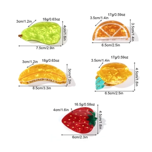Lot de pinces à cheveux en acrylique avec motifs avocat orange banane citron et fraise