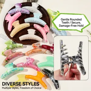 Curved marble texture shark hair clips in assorted amber and gradient patterns