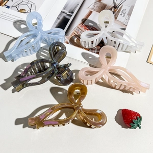 Large Acetate Bow Knot Dog Hair Claw Clip Iridescent Artificial Pearl Shark Clips Elegant Non-slip Hair Accessories For Women Girls