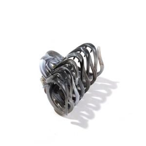 Elegant grey marble acetate hair claw clip with golden spring for women hair styling