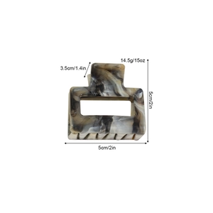 5cm Square marble hair claw clip in acetate resin for elegant updo hairstyling