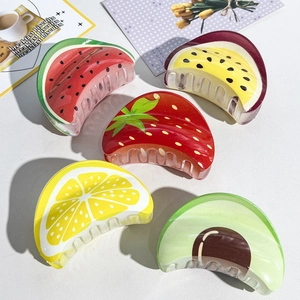 Pince à Cheveux Douce Imprimé Fruits Plastique Fraise Avocat Shark Clip Accessoires de Mode pour Femmes Filles Coiffure