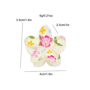 Romantic floral hair claw clip with pink flowers and cream base for women's hair styling
