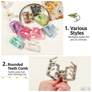 5cm marble square hair claw clip set made of acetic acid for women elegant hair accessories
