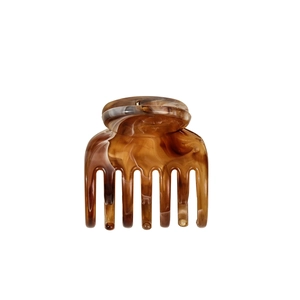 Pince à cheveux motif écaille d'ambre en acétate avec ressort en métal doré brillant