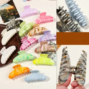 Large marble pattern hair claw clips with smooth teeth and stylish ink texture design