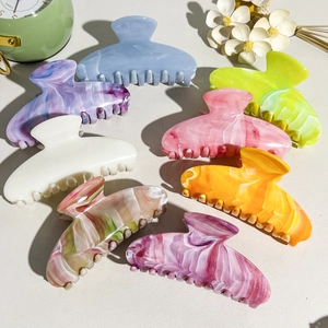 Large Marble Pattern Hair Claw Clip For Women High Quality ABS Shark Clip For Thick Hair Styling Hair Accessories